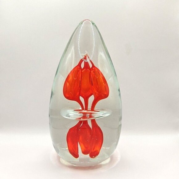 Paperweight Dancing Flamingo Sommerso Art Glass 9"x6" Clear and Red 8 lb - Picture 4 of 16